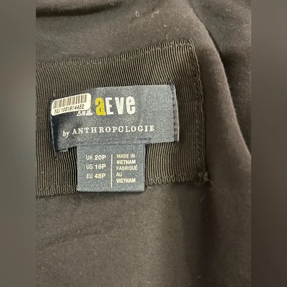 Maeve Anthropologie Black Satin and Vegan Leather Mini Dress. Cowl neck. Size 16 - Picture 10 of 16